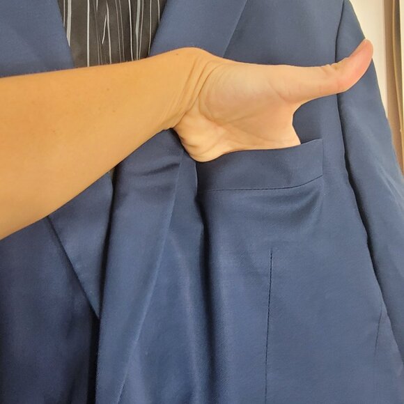 Orvieto Vintage Men's Navy Blue 100% Wool Lapel Collar Two Button Blazer Sz 48R - Picture 6 of 12